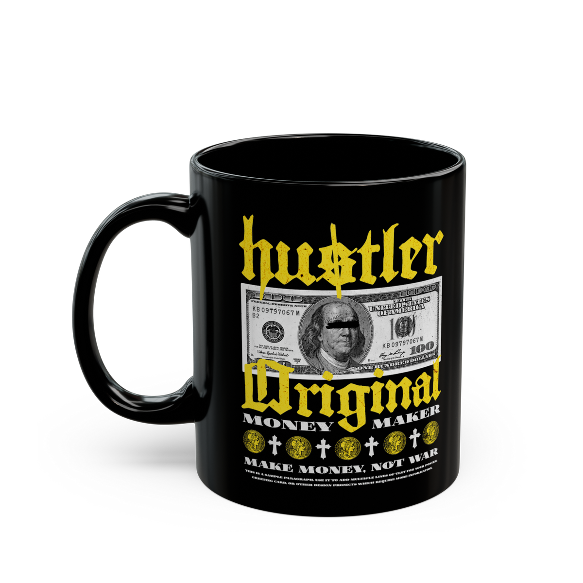 Hustler Original Money Maker Coffee Mug Street Style Typography Motivation Hustle Mindset Entrepreneur Gift Black Ceramic Mug