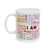 I Am Positive Affirmation Word Cloud Coffee Mug Motivation Mindset Success Confidence Inspirational Typography Ceramic Mug