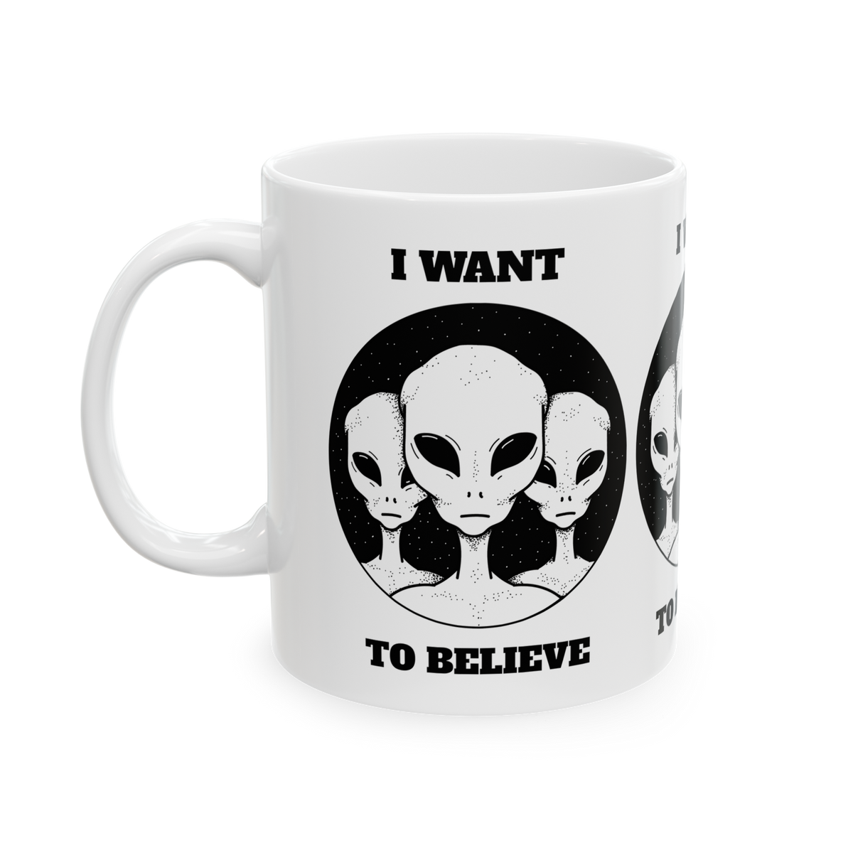 Alien Believe Coffee Mug UFO Sci Fi Aesthetic Mug Minimalist Space Graphic Ceramic Mug Funny Alien Lover Gift Cosmic Universe Coffee Cup