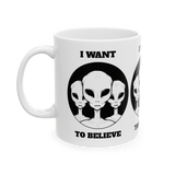 Alien Believe Coffee Mug UFO Sci Fi Aesthetic Mug Minimalist Space Graphic Ceramic Mug Funny Alien Lover Gift Cosmic Universe Coffee Cup