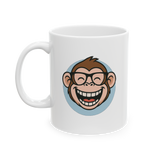 Funny Monkey Coffee Mug Cute Smiling Cartoon Monkey With Glasses Ceramic Mug Premium Printed Cup Gift for Animal Lovers