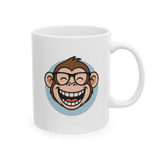 Funny Monkey Coffee Mug Cute Smiling Cartoon Monkey With Glasses Ceramic Mug Premium Printed Cup Gift for Animal Lovers
