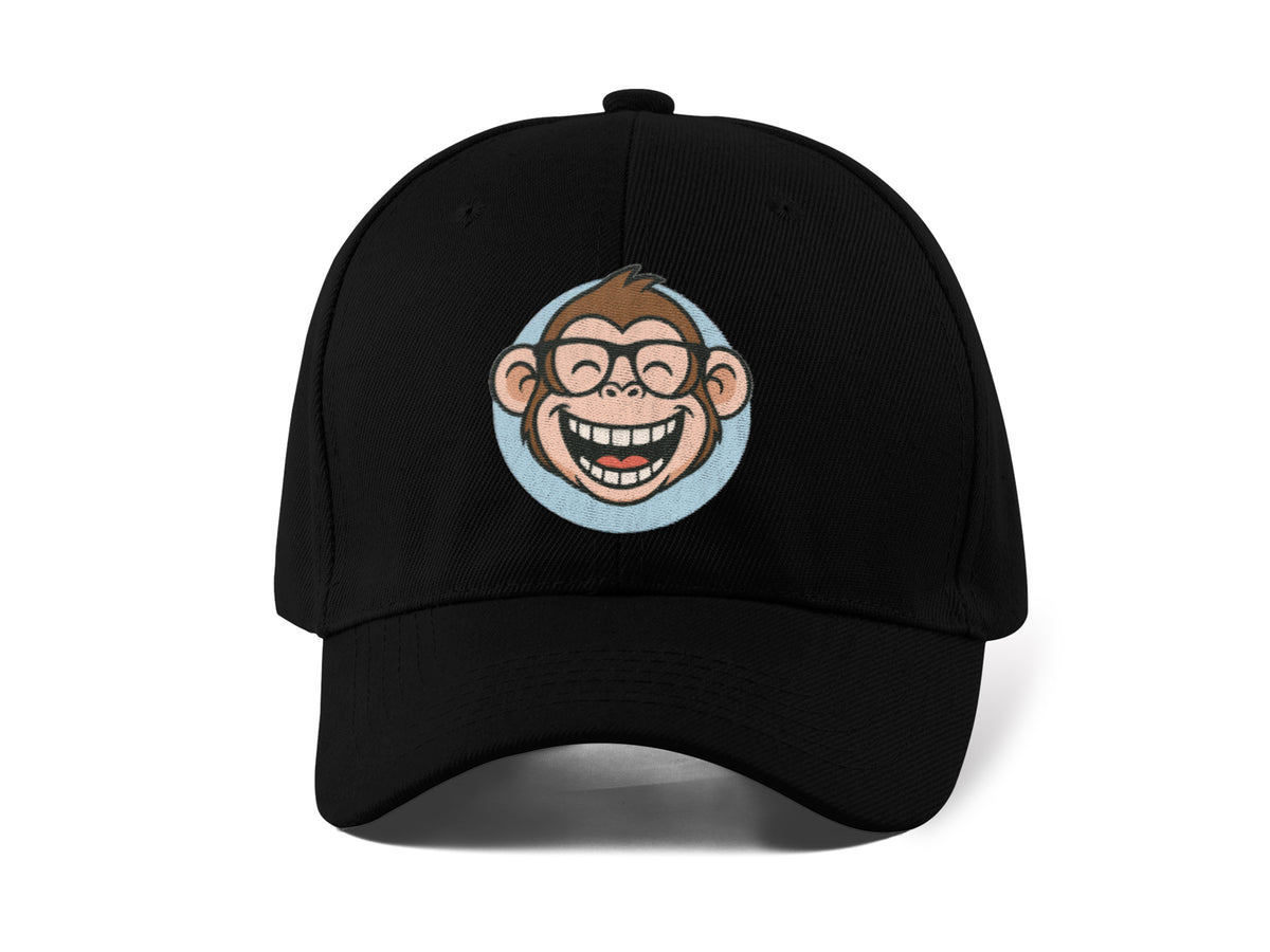 Funny Monkey Embroidery Baseball Cap Cartoon Smiling Monkey Face Black Adjustable Cotton Dad Hat Streetwear Unisex Gift