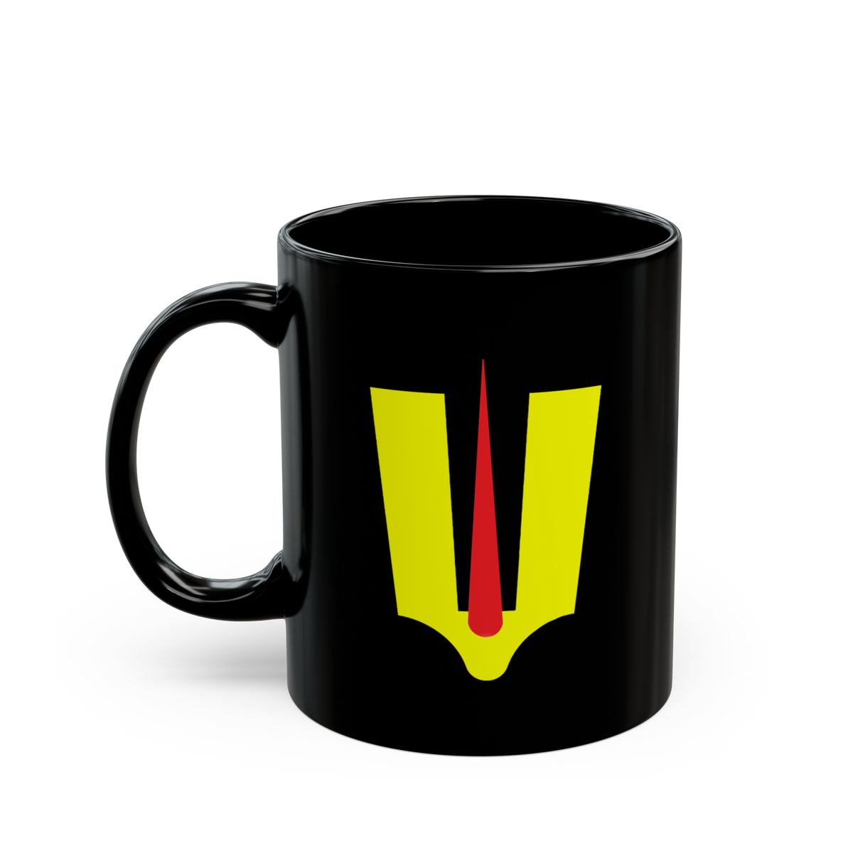 Namam Symbol Coffee Mug Minimal Spiritual Yellow Tilak Design Black Ceramic Mug Hindu Sacred Symbol Printed Cup Premium Gift