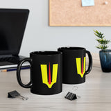 Namam Symbol Coffee Mug Minimal Spiritual Yellow Tilak Design Black Ceramic Mug Hindu Sacred Symbol Printed Cup Premium Gift