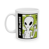 Not Alone Alien Coffee Mug Cute UFO Cartoon Aesthetic Mug Sci Fi Minimalist Graphic Ceramic Mug Funny Space Lover Gift Cosmic Cute Alien Cup
