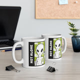 Not Alone Alien Coffee Mug Cute UFO Cartoon Aesthetic Mug Sci Fi Minimalist Graphic Ceramic Mug Funny Space Lover Gift Cosmic Cute Alien Cup