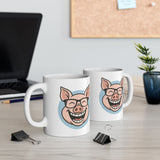 Funny Pig Coffee Mug Cute Smiling Pig With Glasses Cartoon Ceramic Mug Premium Printed Cup Gift for Animal Lovers