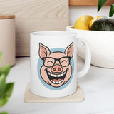 Funny Pig Coffee Mug Cute Smiling Pig With Glasses Cartoon Ceramic Mug Premium Printed Cup Gift for Animal Lovers