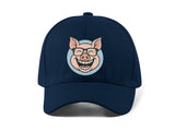 Funny Pig Embroidery Baseball Cap Cartoon Smiling Pig Face Black Adjustable Cotton Dad Hat Streetwear Unisex Gift