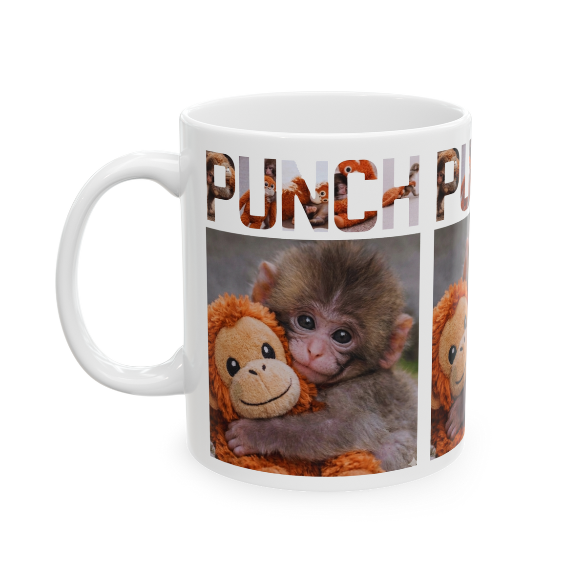 Cute Monkey Punch Coffee Mug Funny Animal Aesthetic Baby Monkey Ceramic Mug Adorable Cartoon Style Coffee Cup Gift For Kids Animal Lovers