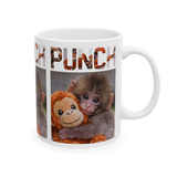 Cute Monkey Punch Coffee Mug Funny Animal Aesthetic Baby Monkey Ceramic Mug Adorable Cartoon Style Coffee Cup Gift For Kids Animal Lovers