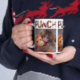 Cute Monkey Punch Coffee Mug Funny Animal Aesthetic Baby Monkey Ceramic Mug Adorable Cartoon Style Coffee Cup Gift For Kids Animal Lovers
