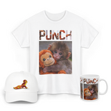 Punch Monkey Cute Baby Monkey Graphic T Shirt Combo Pack Premium Cotton Funny Cartoon Streetwear Tee Cap Mug Set