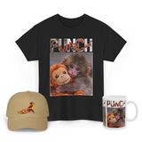 Punch Monkey Cute Baby Monkey Graphic T Shirt Combo Pack Premium Cotton Funny Cartoon Streetwear Tee Cap Mug Set