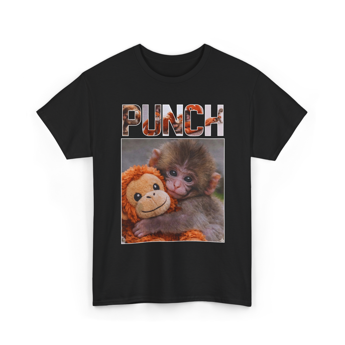 Punch Monkey Cute Graphic T Shirt Funny Animal Cartoon Tee Aesthetic Baby Monkey Print Unisex Cotton White Tshirt