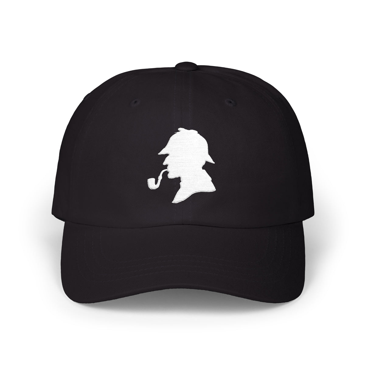Sherlock Holmes Silhouette Baseball Cap Detective Icon Embroidered Hat Black Minimal Mystery Style Adjustable Cotton Cap Unisex