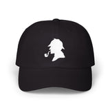 Sherlock Holmes Silhouette Baseball Cap Detective Icon Embroidered Hat Black Minimal Mystery Style Adjustable Cotton Cap Unisex