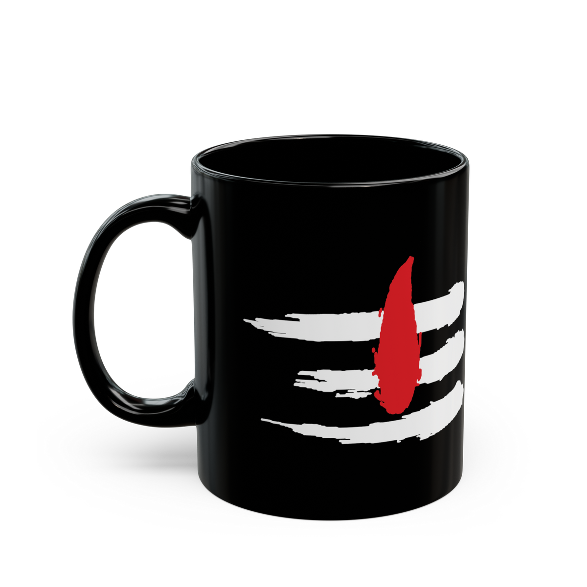 Shiv Tilak Coffee Mug Minimal Trishul Style Brush Stroke Tilak Design Black Ceramic Mug Spiritual Symbol Premium Printed Cup