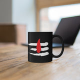 Shiv Tilak Coffee Mug Minimal Trishul Style Brush Stroke Tilak Design Black Ceramic Mug Spiritual Symbol Premium Printed Cup