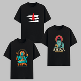 Shiva Graphic T Shirt Combo Pack Hindu God Printed Cotton Unisex Mahadev Trishul Spiritual Aesthetic Black Graphic Tees India