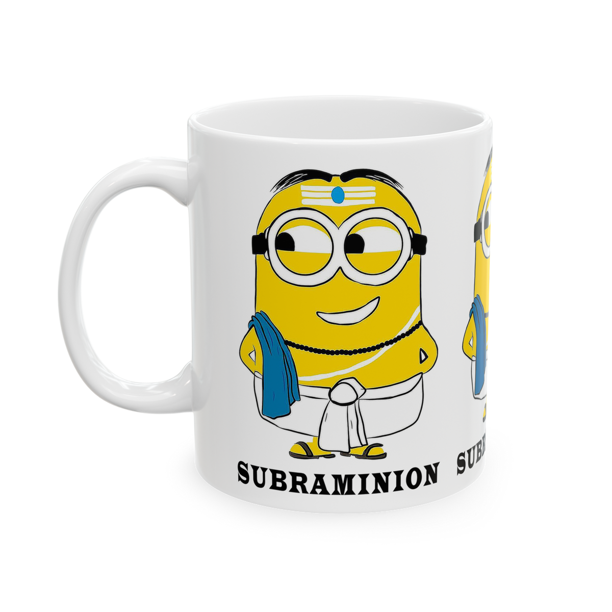 Subraminion Funny Coffee Mug Indian Minion Style Cartoon Mug Cute Character Humor Mug Desi Cartoon Gift Mug Unique Graphic Coffee Mug
