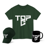 Top G Graphic T Shirt Combo Pack Premium Cotton Minimal Logo Streetwear Tee Cap Mug Set Bold Typography Design