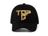 Top G Gold Embroidery Baseball Cap Bold Typography Logo Black Adjustable Cotton Dad Hat Streetwear Unisex Cap