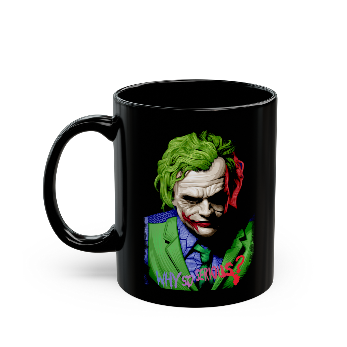 Why So Serious Clown Villain Coffee Mug Dark Comic Style Mug Joker Inspired Graphic Mug Cool Aesthetic Mug Pop Culture Coffee Mug