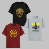 Hindu God Graphic T Shirt Combo Pack Narasimha Namo Narayanaya Spiritual Printed Cotton Unisex Black White Devotional Tees India