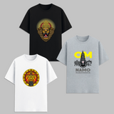 Hindu God Graphic T Shirt Combo Pack Narasimha Namo Narayanaya Spiritual Printed Cotton Unisex Black White Devotional Tees India